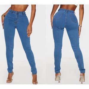 PrettyLittleThing Shape Mid Wash Disco Skinny Jean